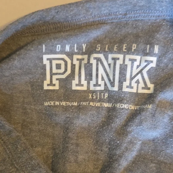 Women's PINK Victoria's Secret Heather Gray Long Sleeve Sleep Tee XS - Picture 2 of 6
